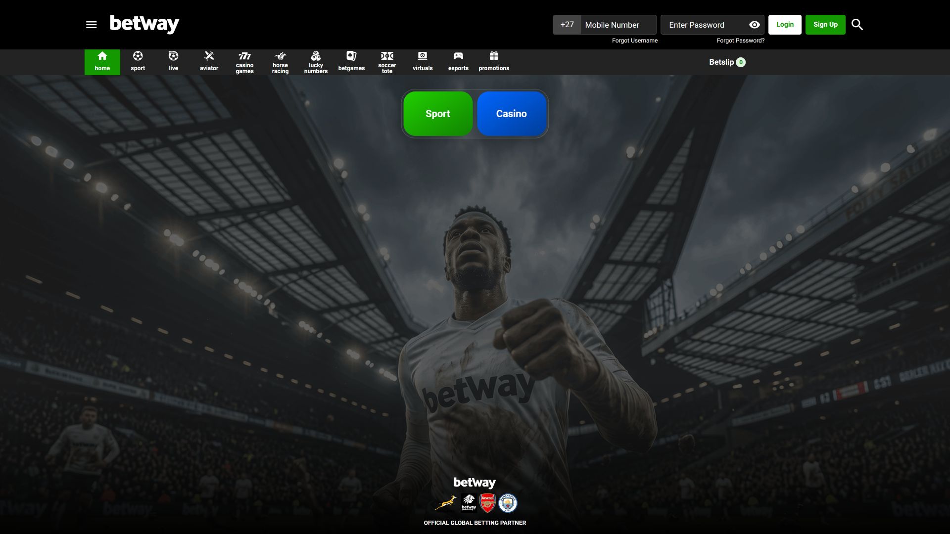 Betway Casino Desktop Homepage