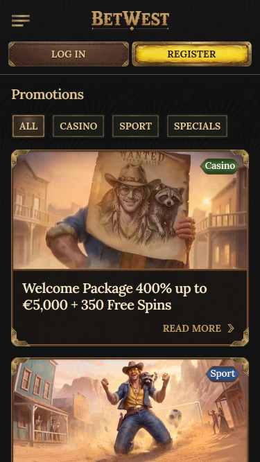 Promotions mobiles du casino Betwest
