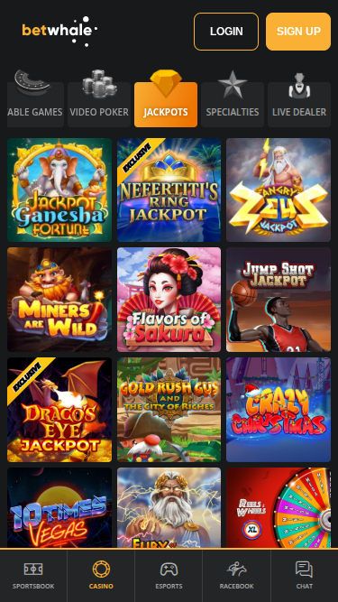 Betwhale Casino Mobile Jackpot