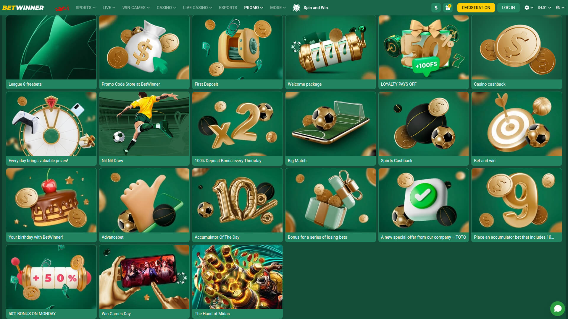 BetWinner Casino Desktop Promotions