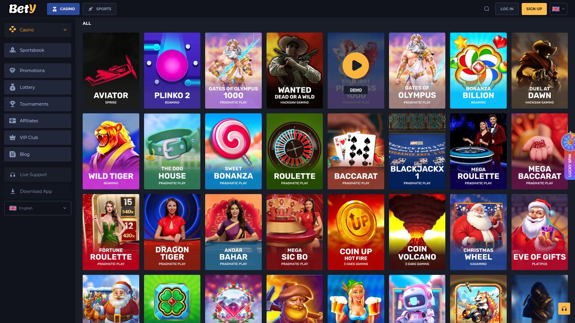 Bety Casino Desktop Games