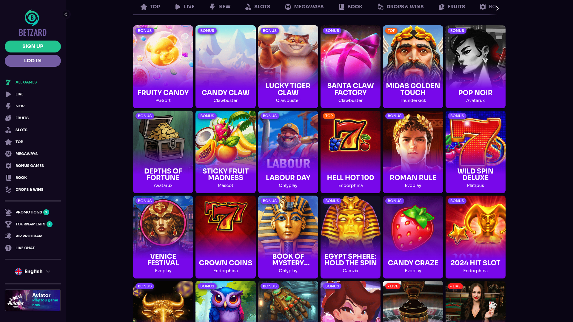 Betzard Casino Desktop Games