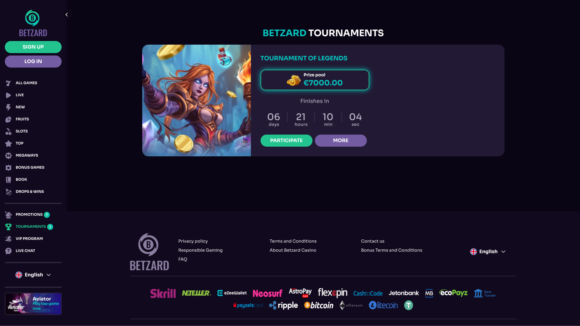 Betzard Casino Desktop Tournaments