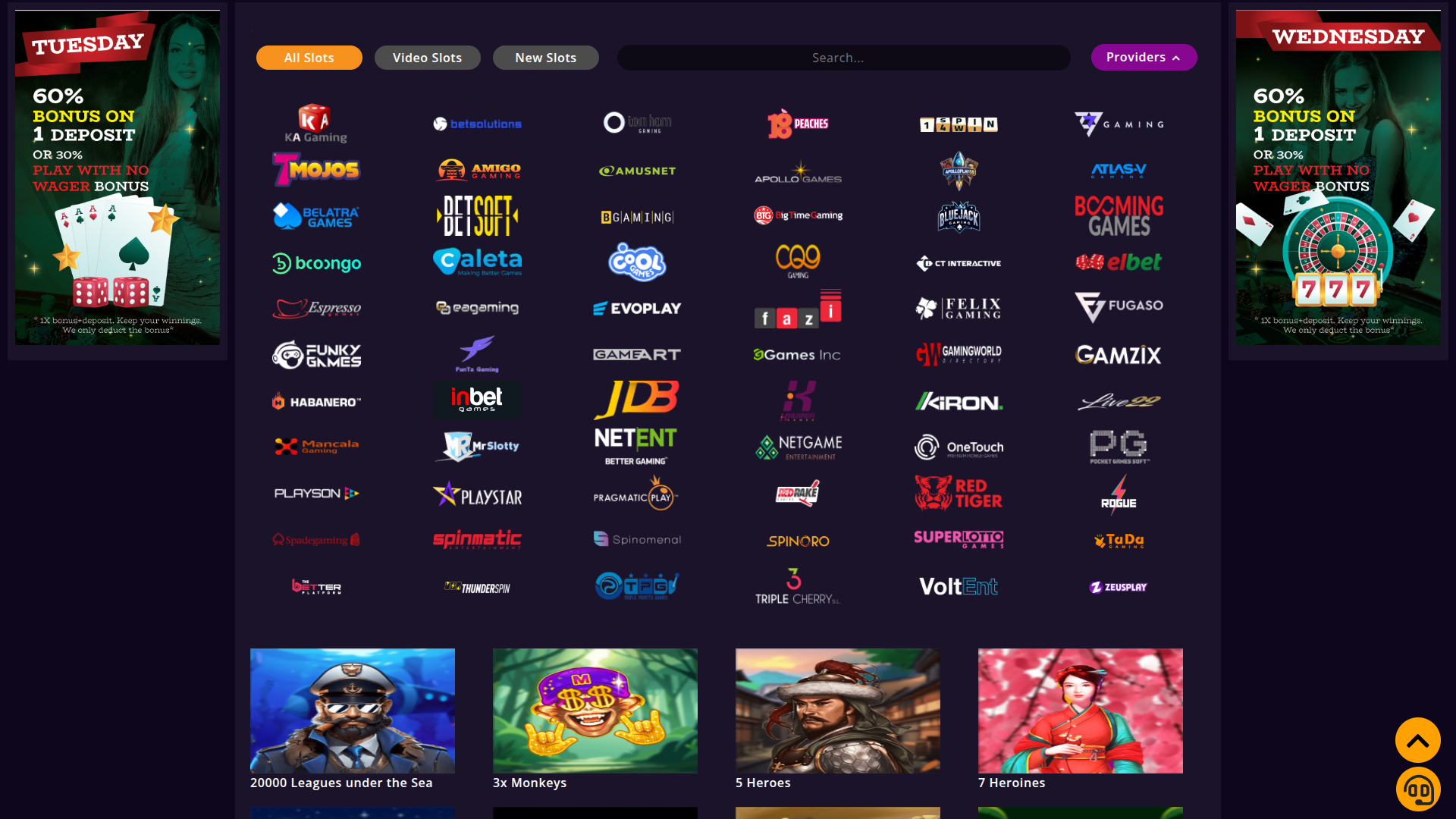 Développeurs de jeux de bureau de BeVegas Casino