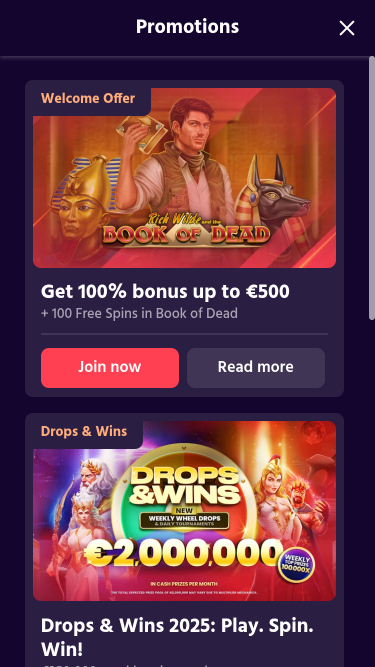 Promociones móviles de Big Boost Casino