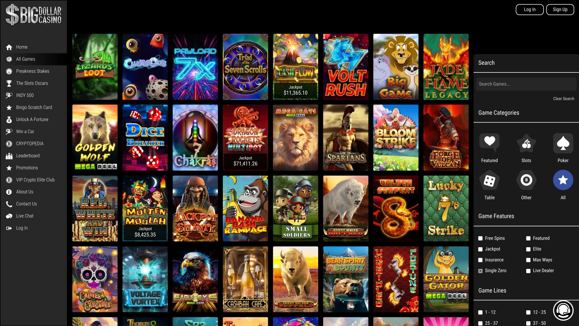 Игры Big Dollar Casino на компьютере