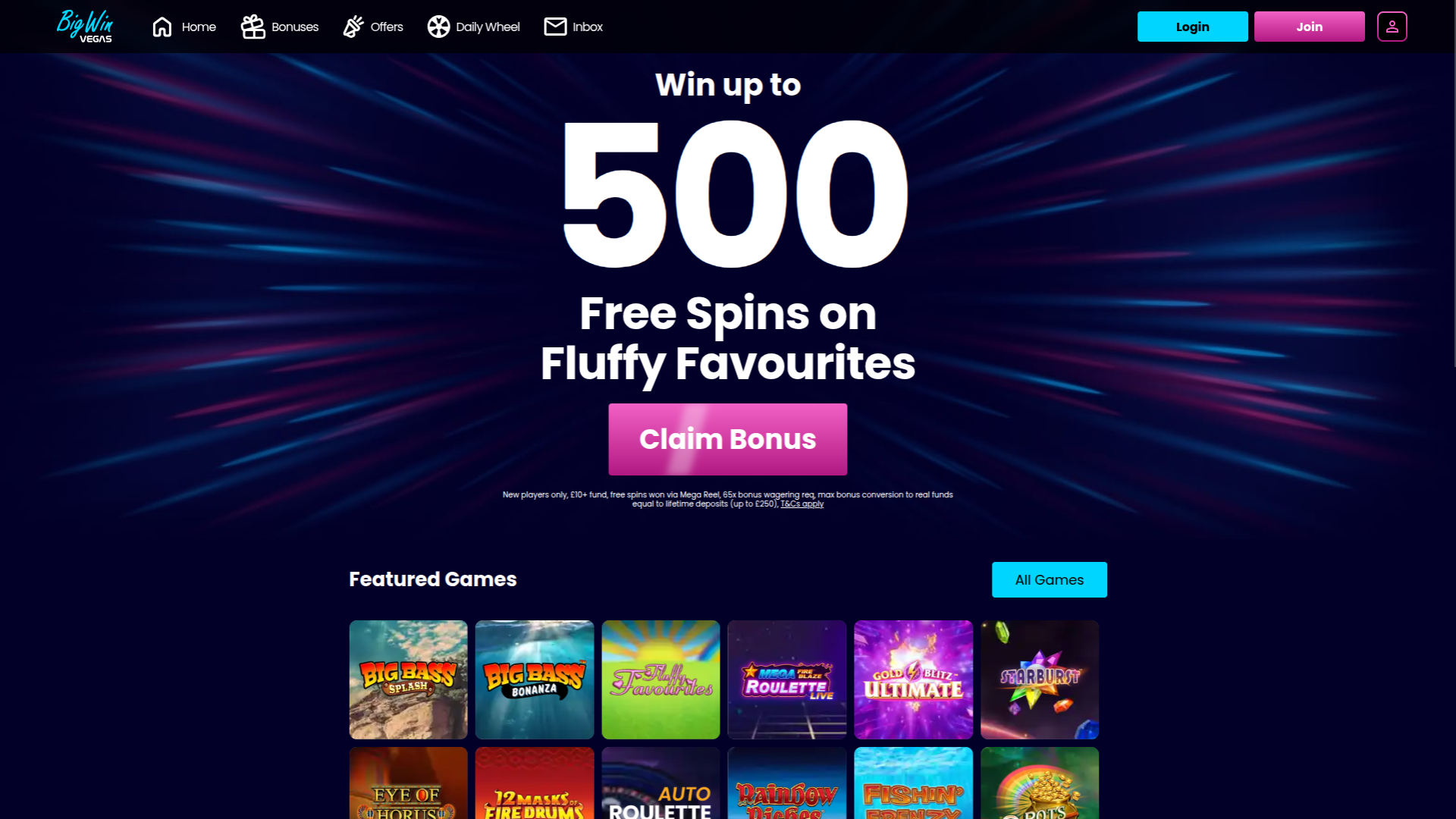 Big Win Vegas Casino Desktop-Startseite