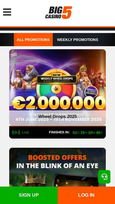 Promotions mobiles de Big5Casino