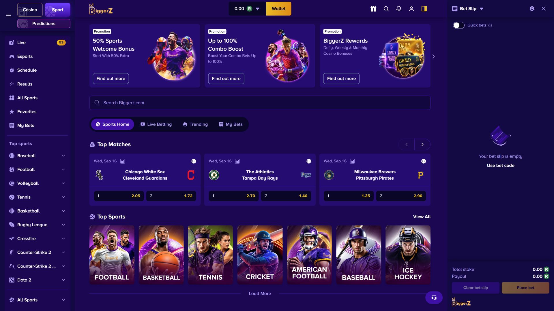 Biggerz Casino Deportes de escritorio
