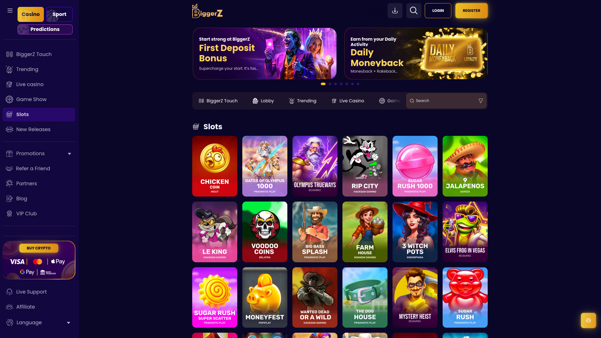 Screenshot del gioco Biggerz Casino per desktop