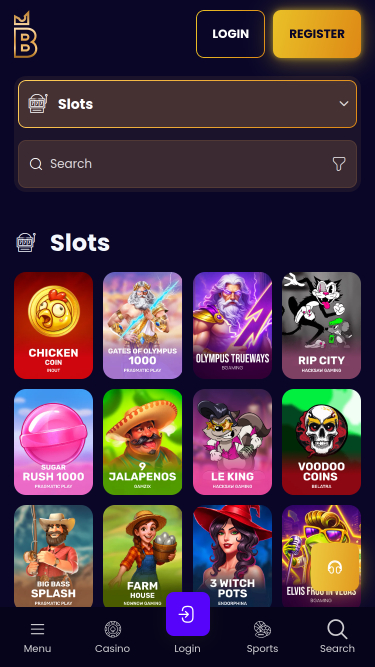Screenshot del gioco Biggerz Casino per dispositivi mobili