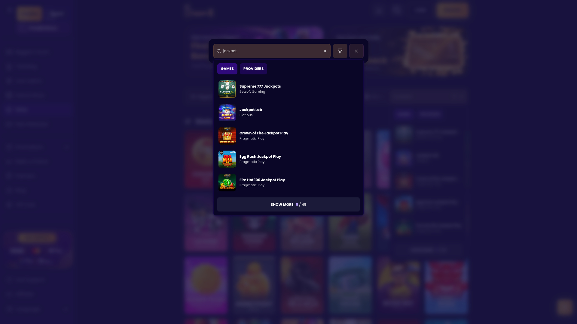 Screenshot del jackpot di Biggerz Casino per desktop