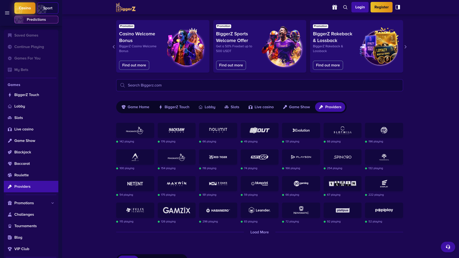 Desarrolladores de juegos de escritorio para casino Biggerz