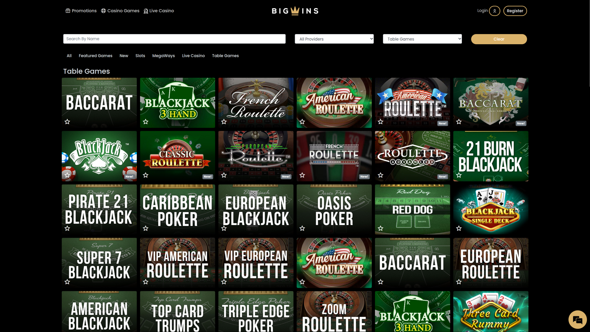 Giochi da tavolo desktop di BigWins