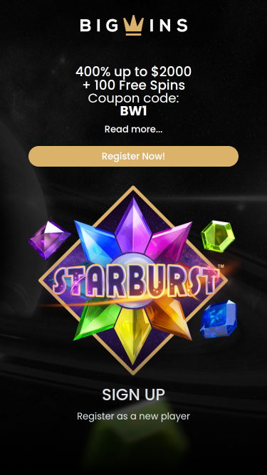 Homepage mobile di BigWins