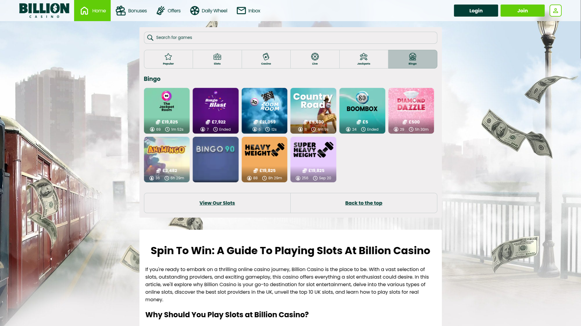 Bingo de bureau de Billion Casino