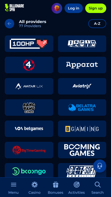 Développeurs de jeux mobiles de BillionaireSpin Casino