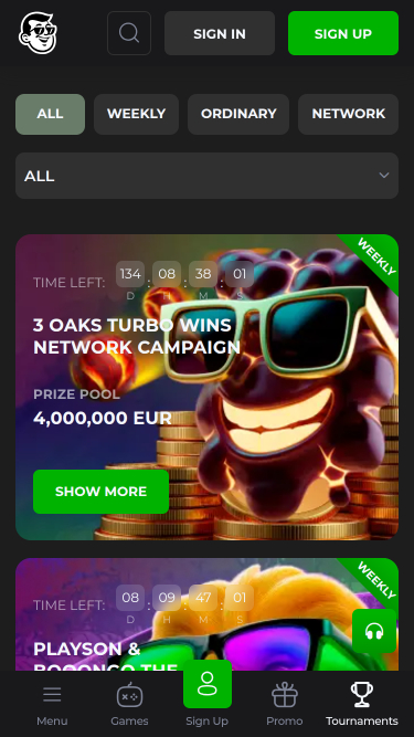 Tournois mobiles de Billy Billion Casino