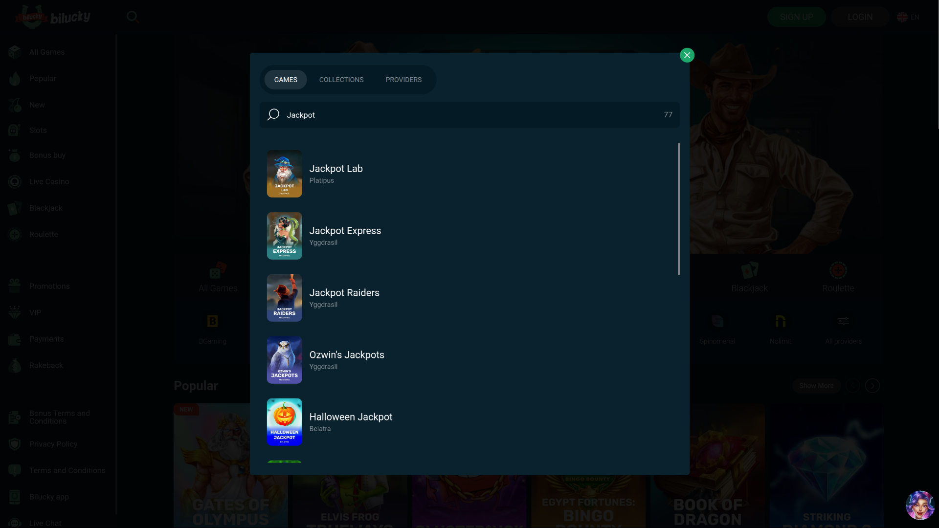 Bilucky Casino Desktop Jackpot