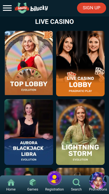 Bilucky Casino Mobile Live Dealer
