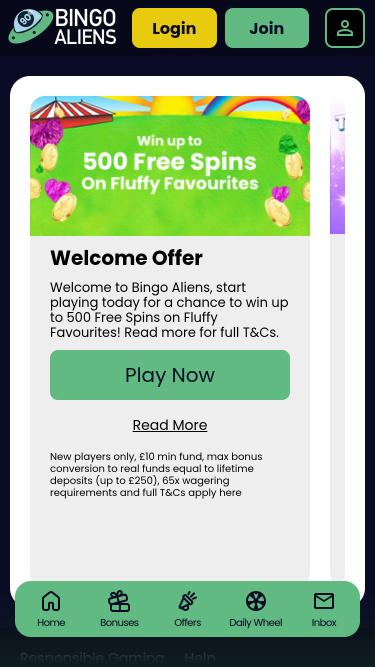 Promotions mobiles de Bingo Aliens Casino