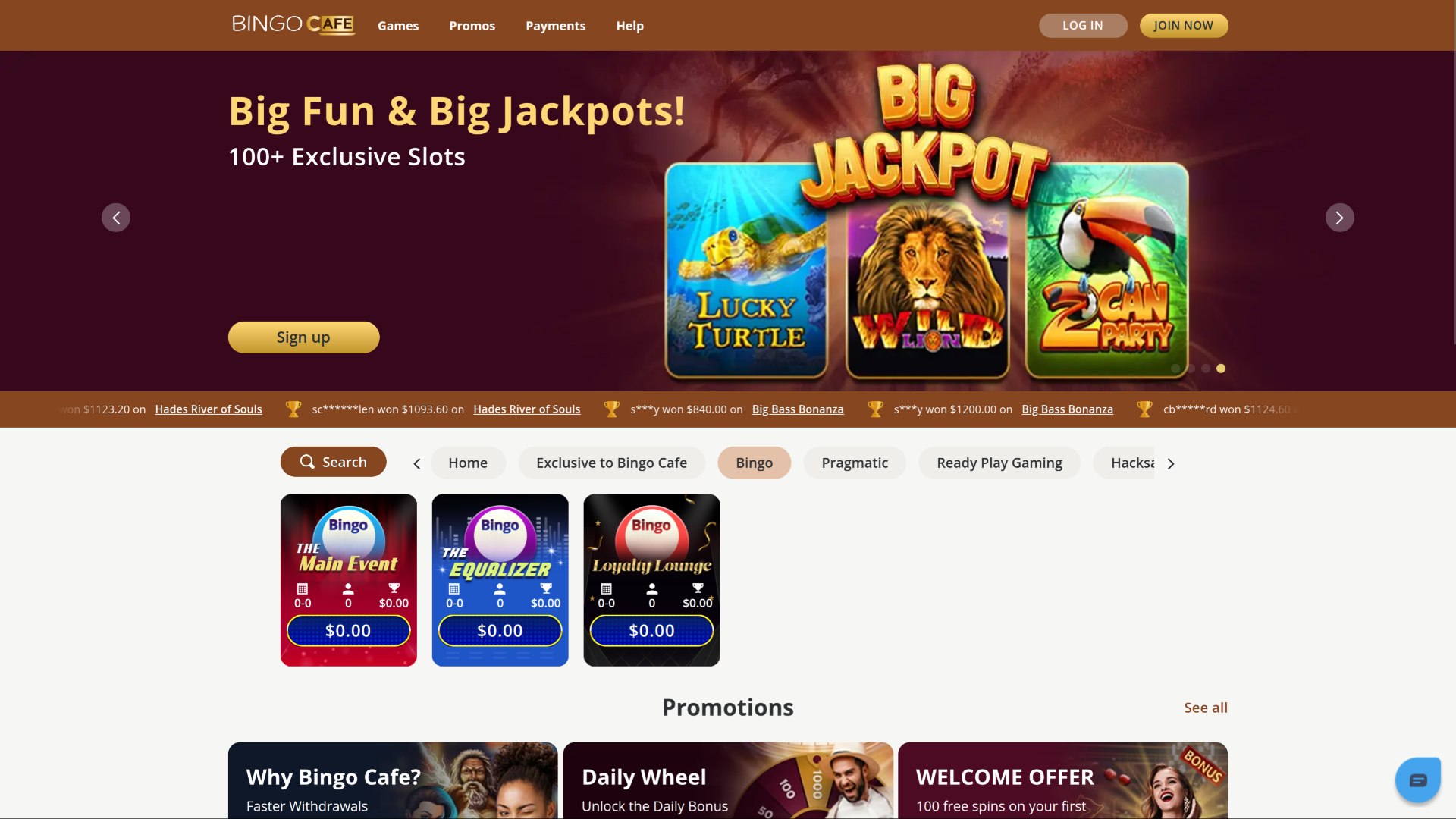 Bingo desktop di Bingo Cafe Casino