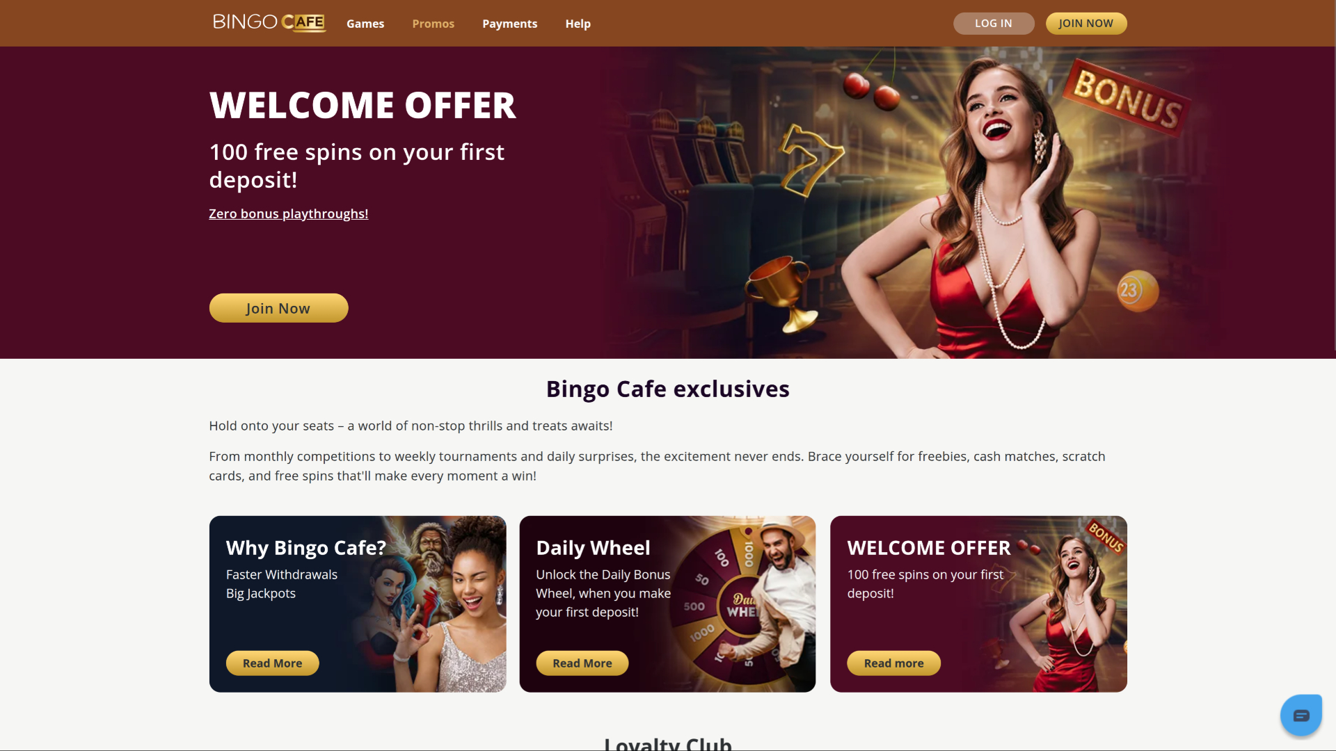 Promozioni desktop di Bingo Cafe Casino