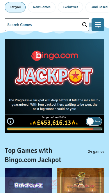 Jackpot mobile de Bingo.com Casino