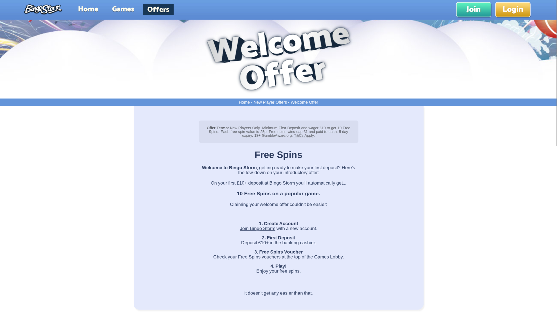 Promozioni desktop di Bingo Storm Casino