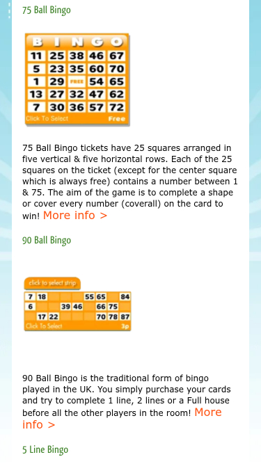 Bingo mobile de Bingo Street Casino