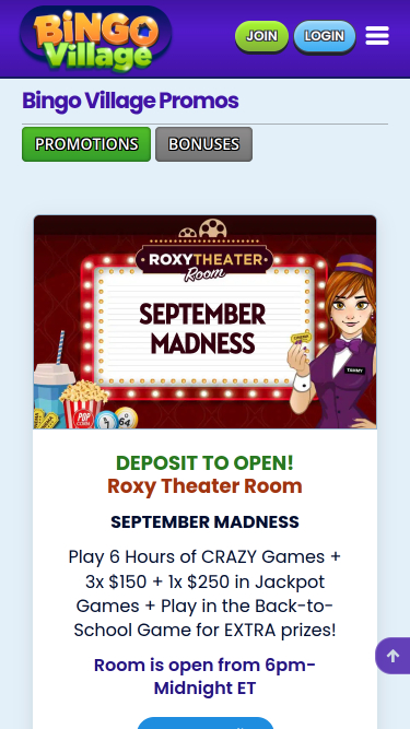 Promotions mobiles de Bingo Village Casino