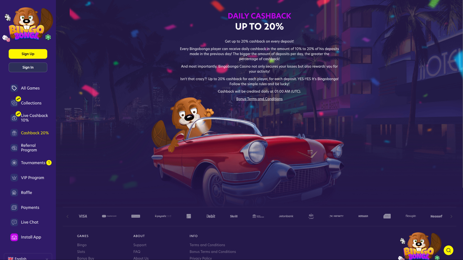 Promotions de la version de bureau de BingoBonga Casino