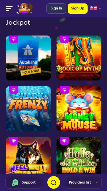 Jackpot mobile de BingoBonga Casino