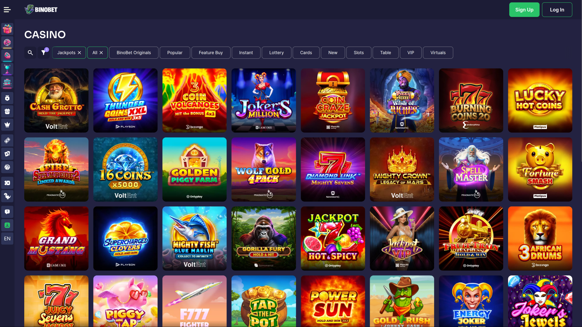 Jackpot de la version bureau de Bino.bet Casino