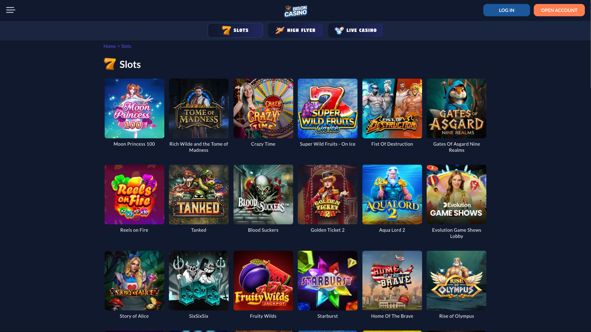 Jeux de bureau de Bison Casino