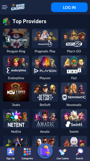 Développeurs de jeux mobiles de Bison Casino