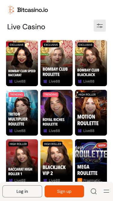 Bitcasino.io Mobile Live Dealer