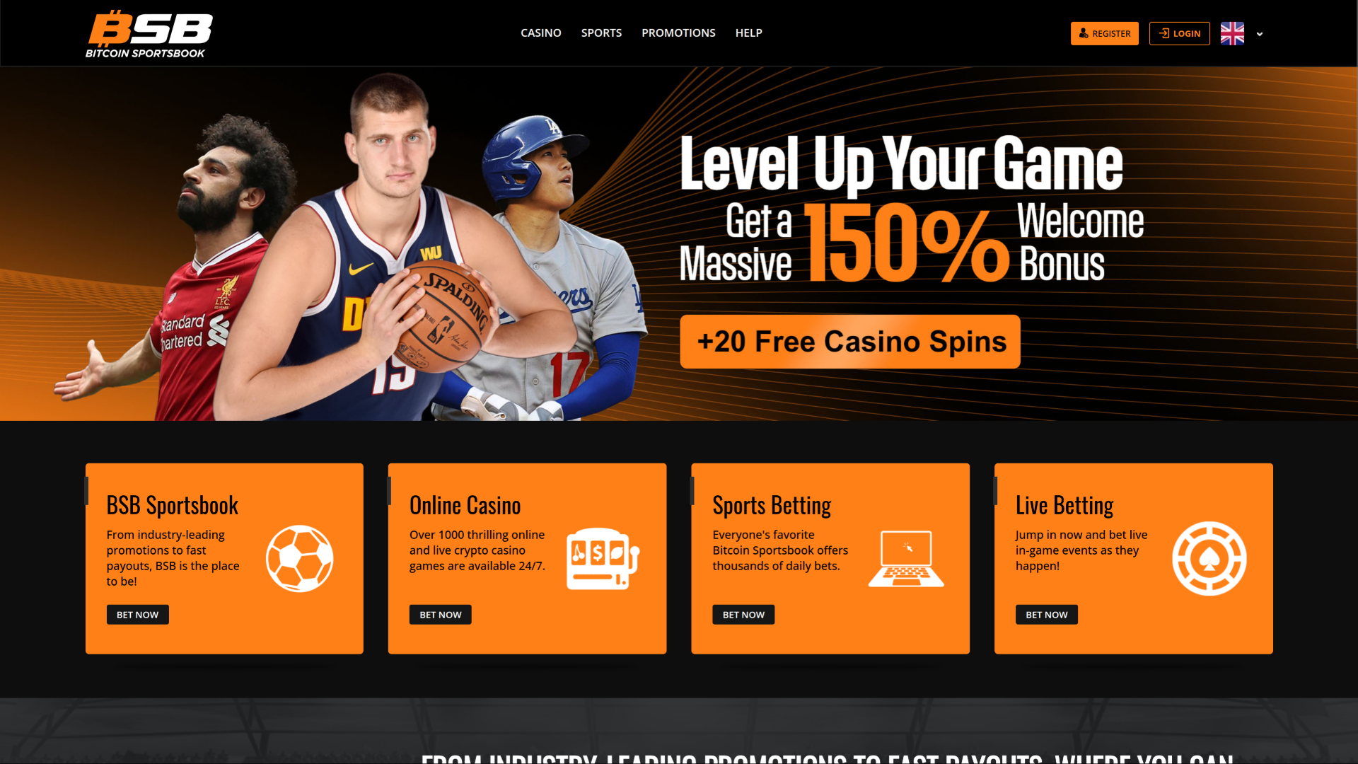 Bitcoin Sportsbook Casino Desktop Homepage