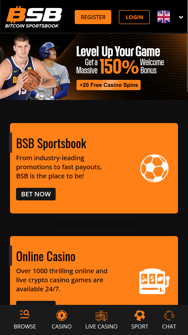 Bitcoin Sportsbook Casino Mobile Homepage