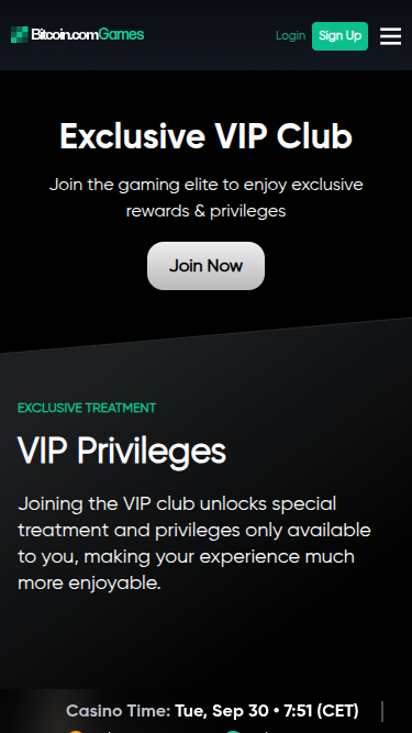 Programme VIP mobile Bitcoin.com Games Casino