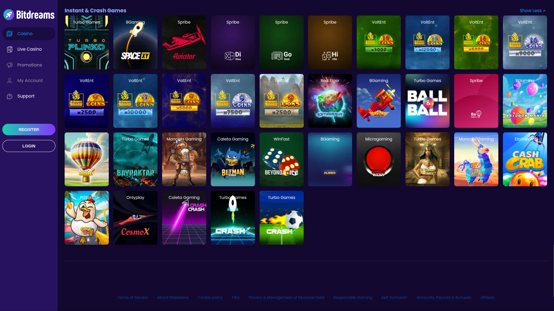 Juegos crash de escritorio de Bitdreams Casino