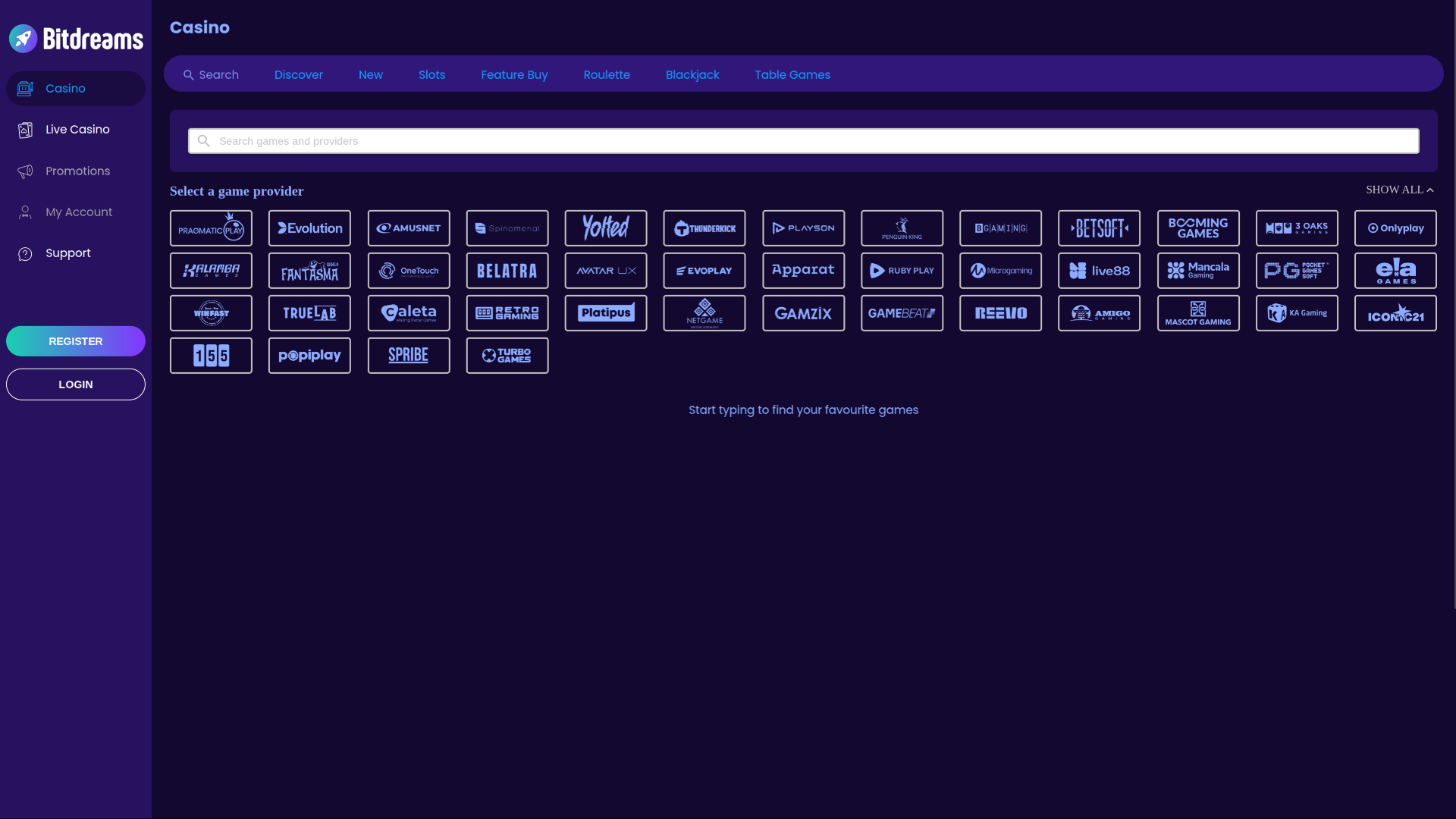 Desarrolladores de juegos de escritorio de Bitdreams Casino