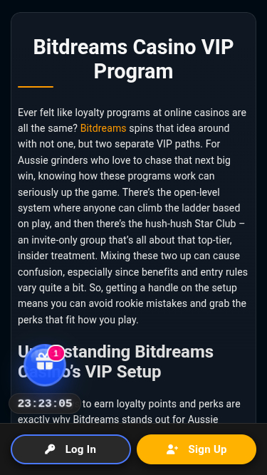 Programa VIP móvil de Bitdreams Casino