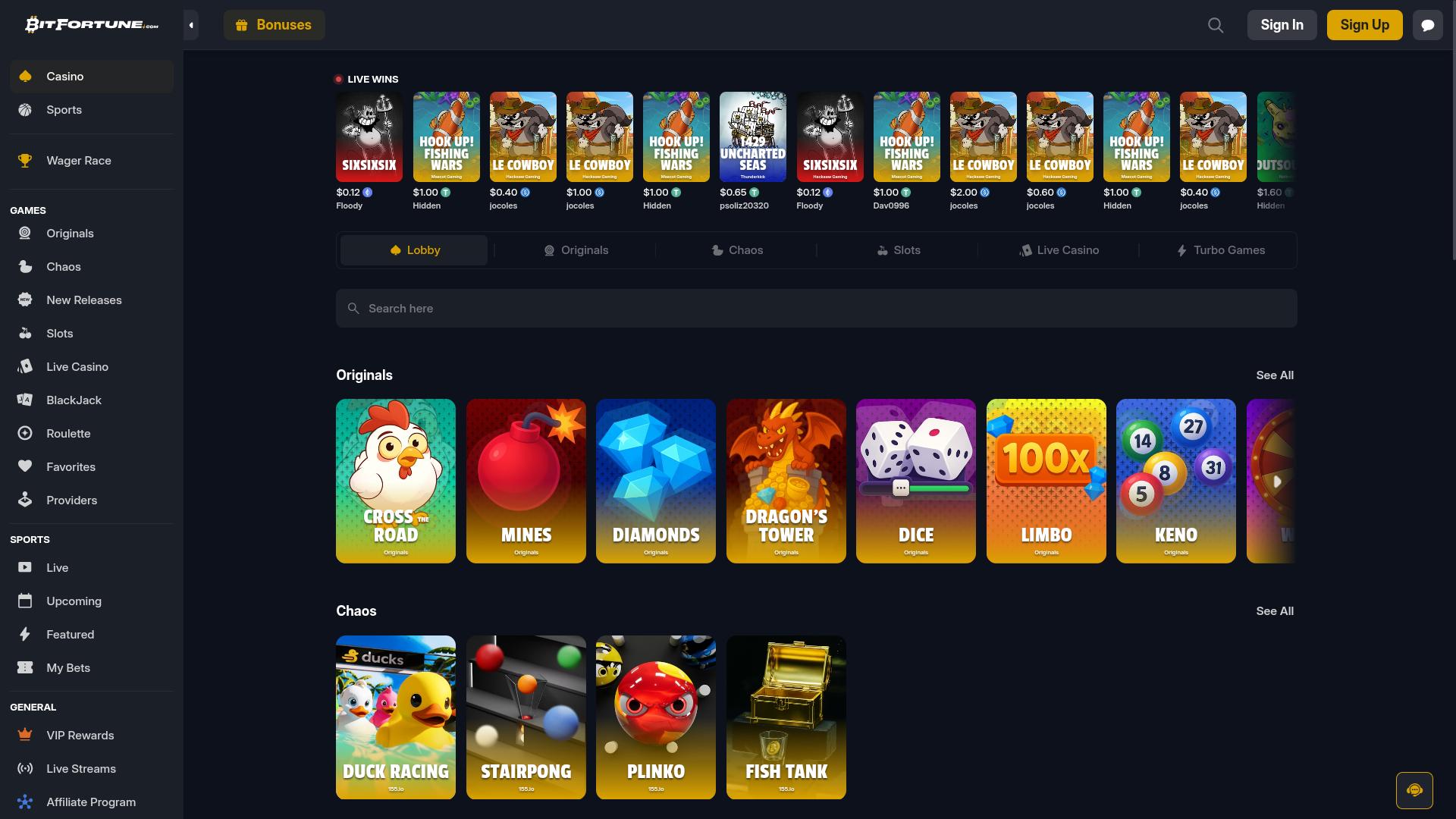 BitFortune Casino Games Desktop