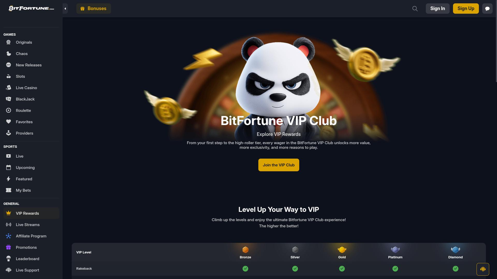 BitFortune Casino VIP Desktop