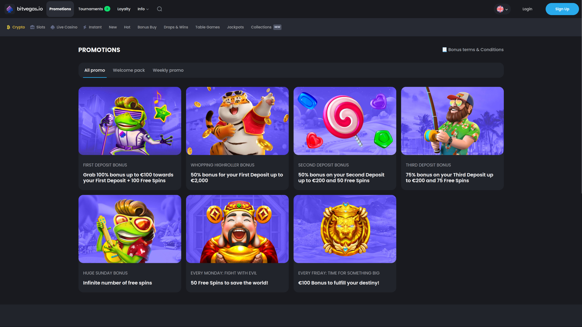 Promotions de bureau de BitVegas Casino