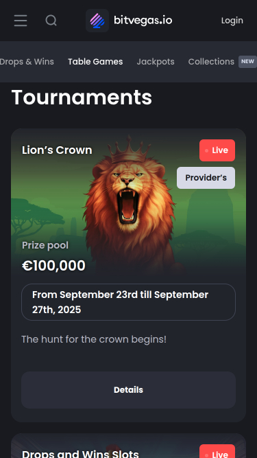 Tournois mobiles de BitVegas Casino