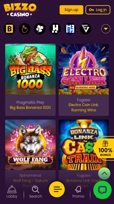 Jeux mobiles de Bizzo Casino
