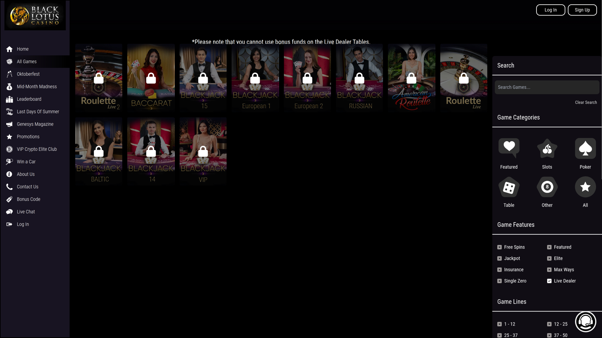 Crupier en vivo de escritorio de Black Lotus Casino