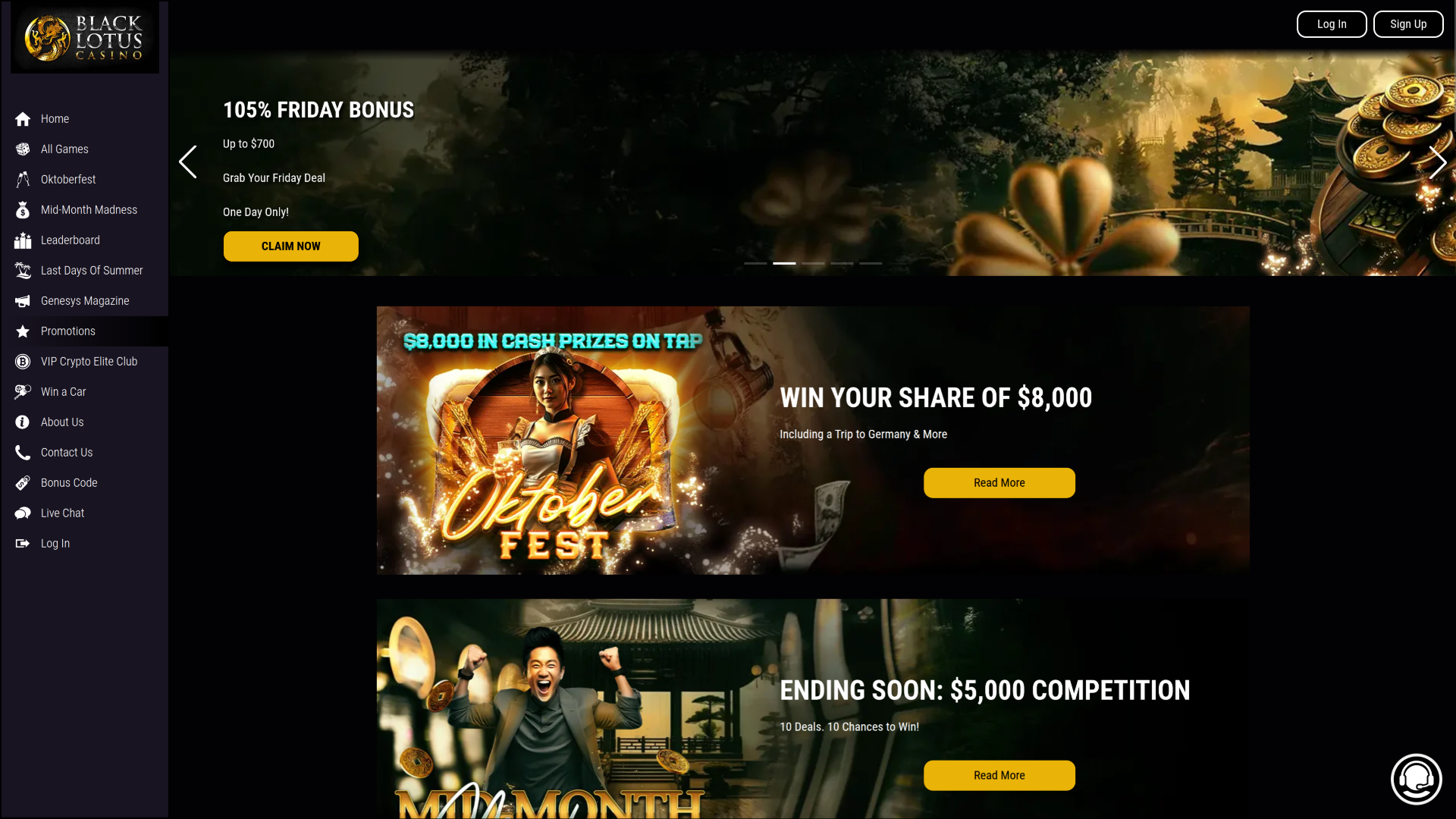 Promociones de escritorio de Black Lotus Casino